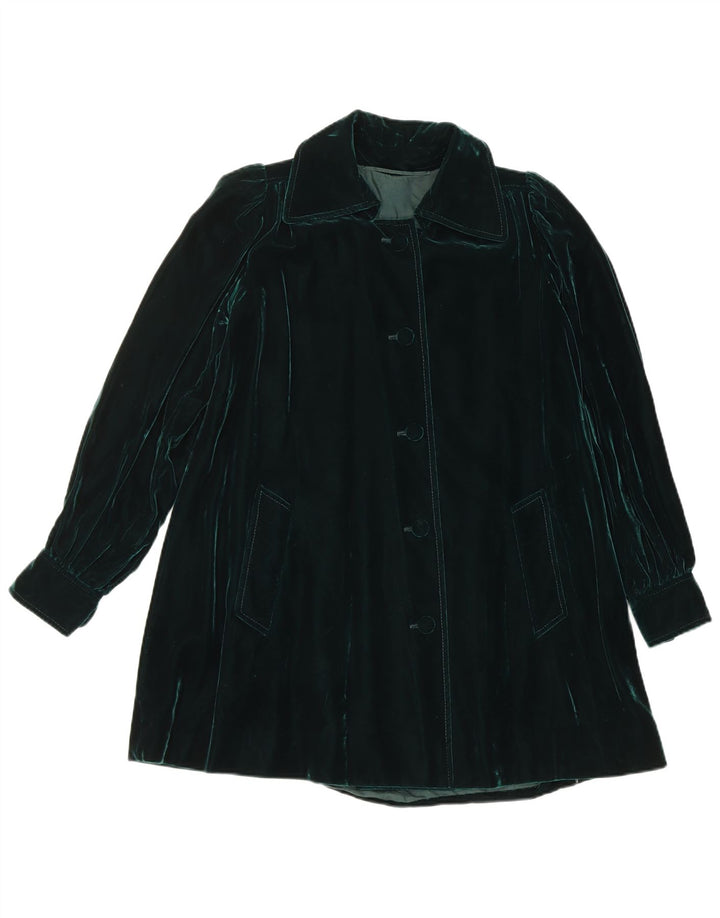 Soprabito vintage in velluto da donna UK 14 verde medio