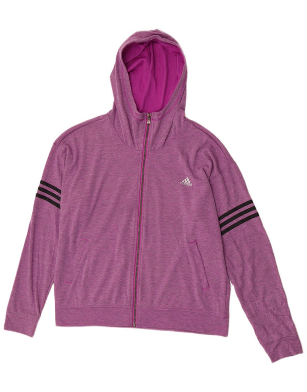 Maglione con cappuccio e zip oversize da donna Adidas UK 16/18 Large Viola Poliestere