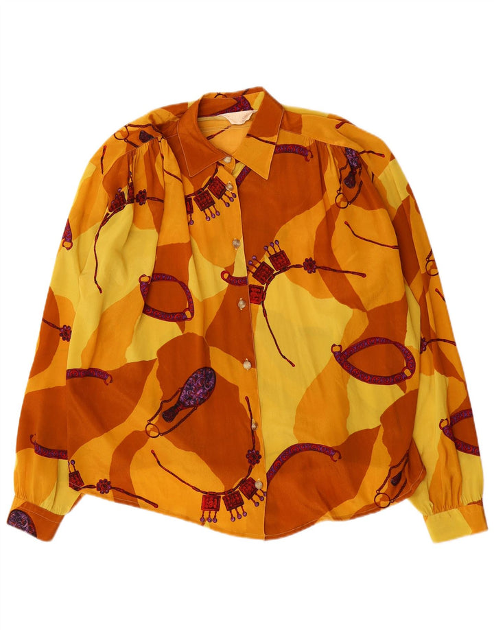 Camicetta camicia oversize da donna VINTAGE IT 46 Large Yellow Colourblock