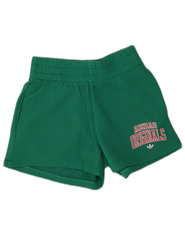 Pantaloncini sportivi grafici Adidas da donna UK 4/6 XS cotone verde