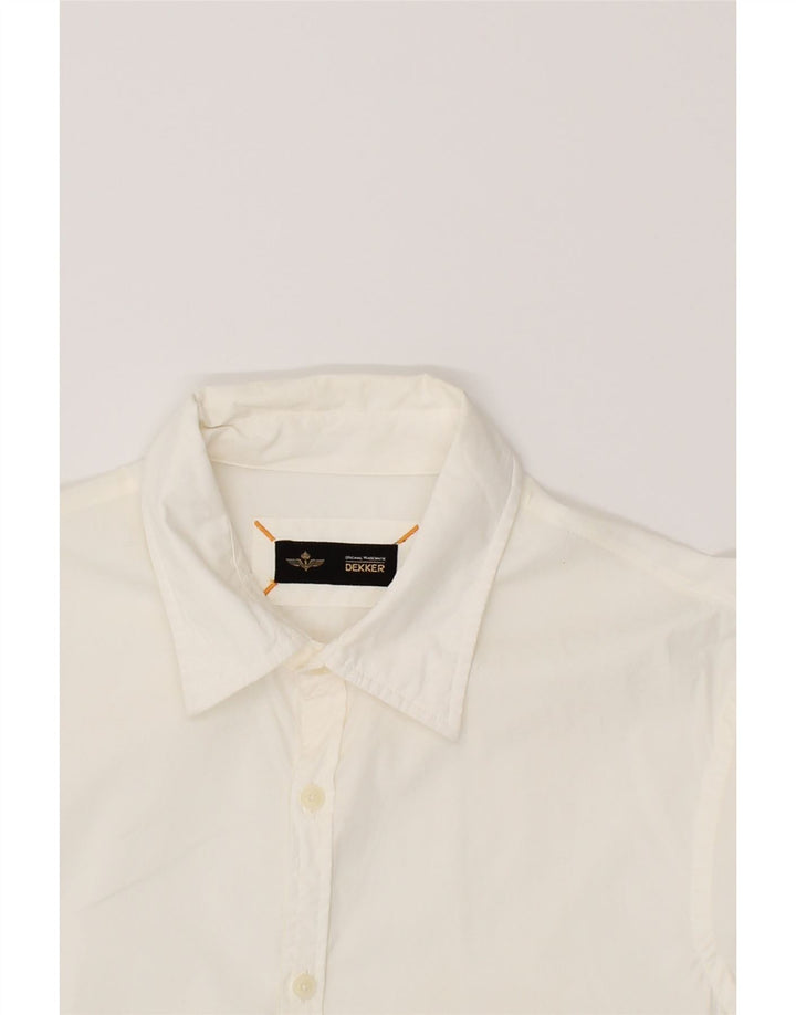 DEKKER Mens Shirt Medium White Cotton Vintage Dekker and Second-Hand Dekker from Messina Hembry 