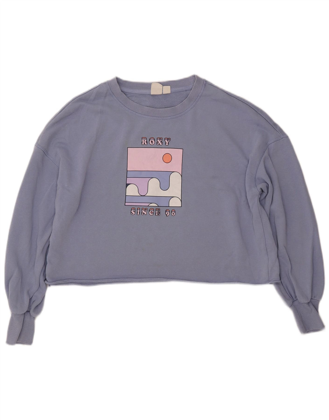 Felpa con grafica corta oversize da donna ROXY, maglione, UK 16, grande, blu