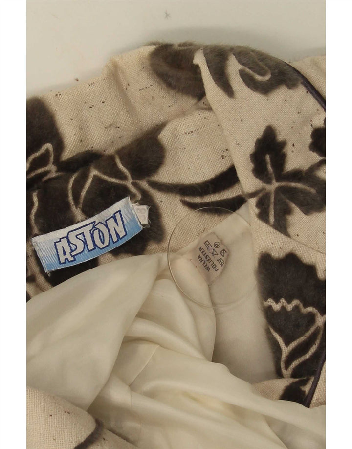 Giacca blazer vintage da donna a 2 bottoni EU 38 Poliestere floreale beige medio