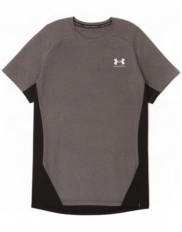 T-shirt da uomo Under Armour Heat Gear Top piccola grigia in poliestere color block