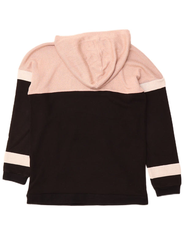 LIU JO Womens Graphic Hooded Jumper Sweater UK 16 Large Black Colourblock