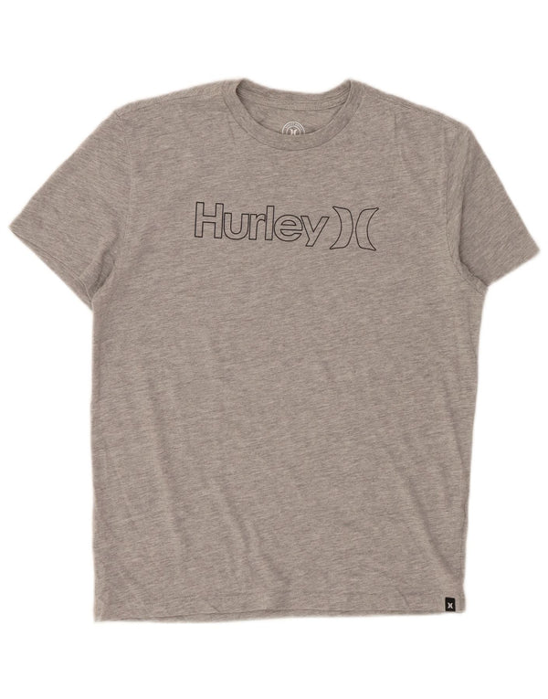 T-shirt con grafica HURLEY per ragazzi, 12-13 anni, grande, in cotone grigio puntinato