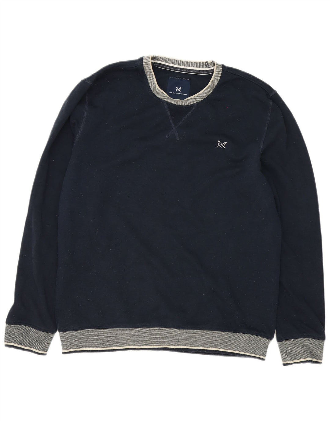 Crew Clothing Felpa da uomo Maglione grande Poliestere color block blu navy