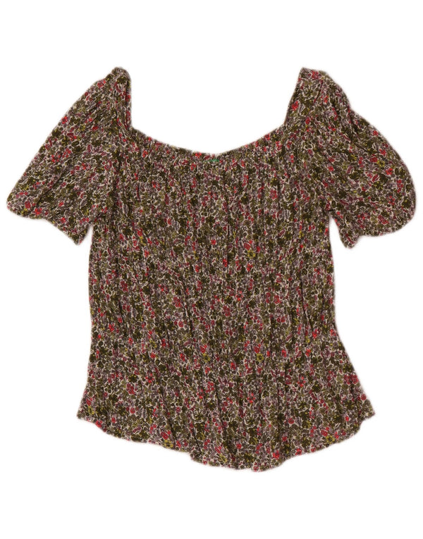 Camicetta Benetton per ragazze con spalle scoperte 13-14 anni 3XL Cachi floreale