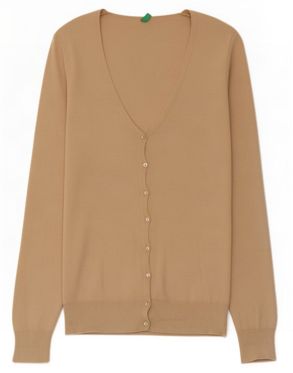 Maglione cardigan da donna Benetton UK 12 Cotone beige medio