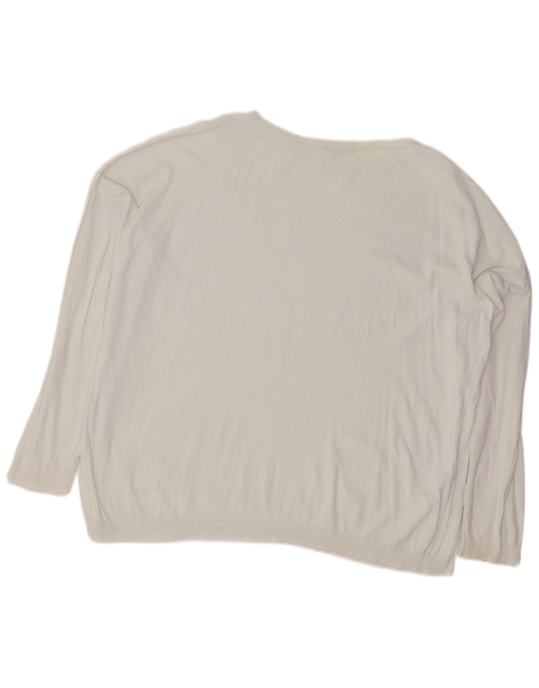 BENETTON Maglione oversize da donna con scollo a barca UK 14 Medio Bianco