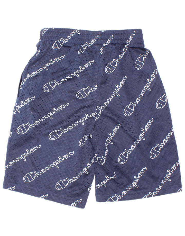 Pantaloncini sportivi grafici Champion da ragazzo 9-10 anni medio poliestere blu navy