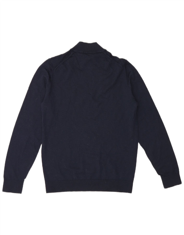 Massimo Dutti Maglione da uomo con collo alto e maglione grande in lana merino blu navy