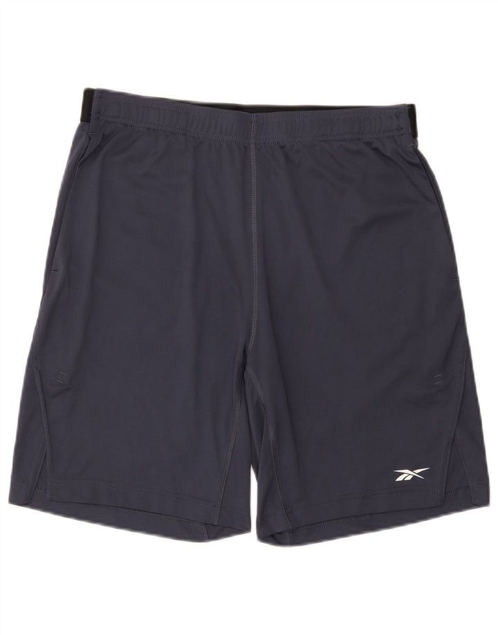 Pantaloncini sportivi da uomo Reebok medio blu navy in poliestere