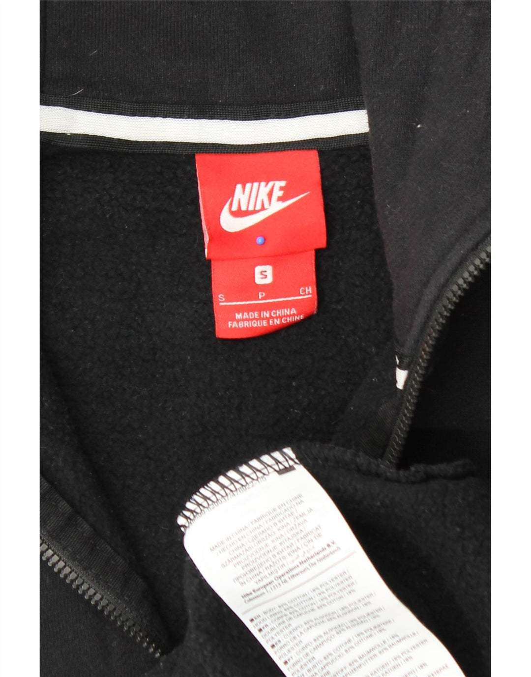 NIKE Mens Zip Hoodie Sweater Small Black Cotton