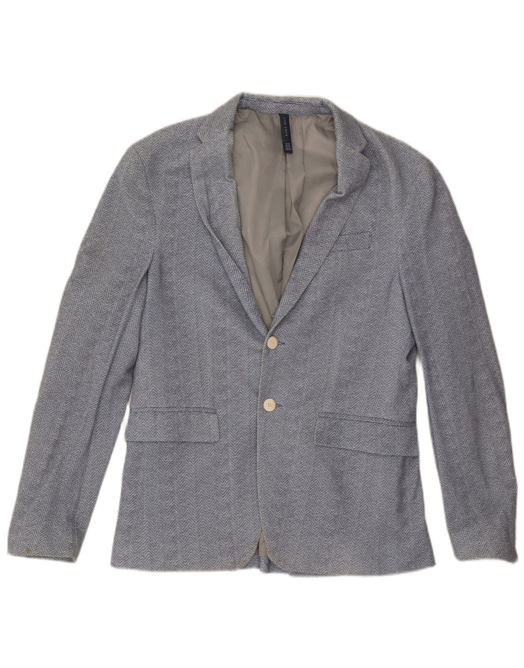 Giacca blazer a 2 bottoni da uomo Zara EU 48 cotone blu medio