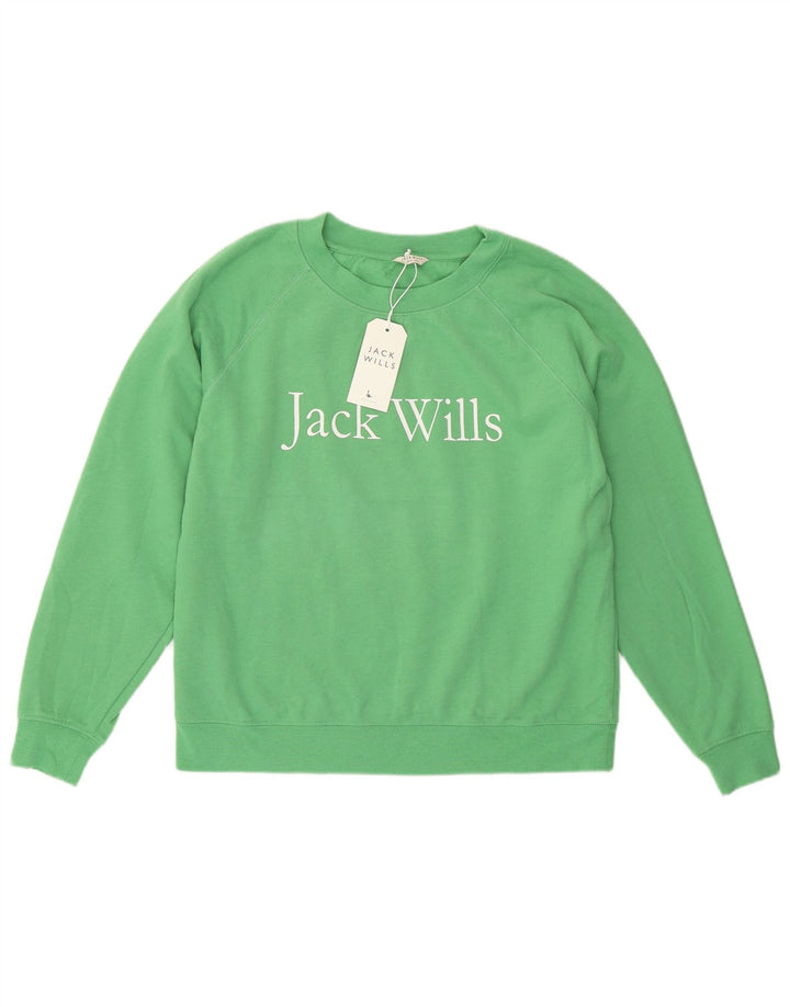 Felpa oversize grafica da donna Jack Wills UK 10 piccola verde