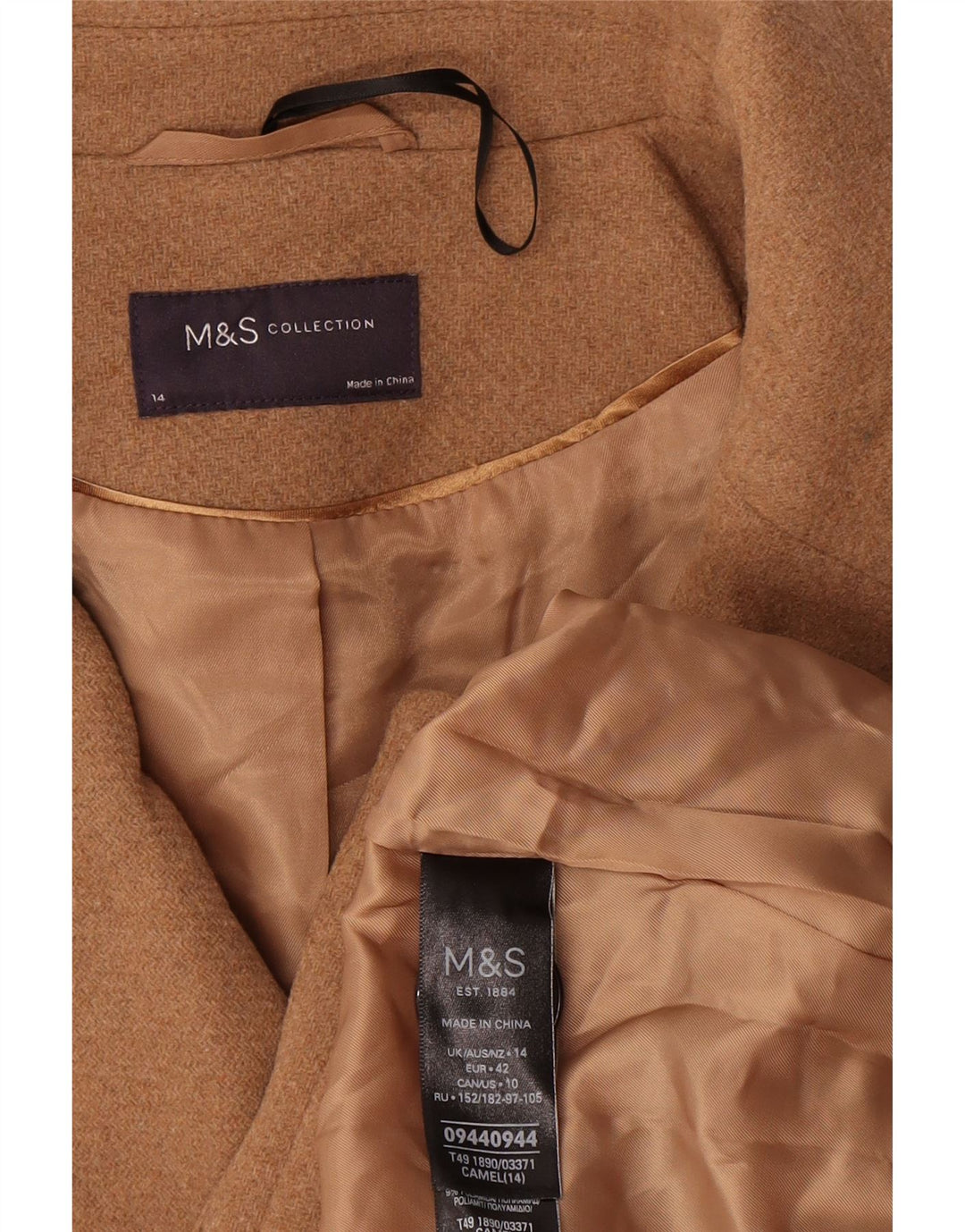 Cappotto da caban oversize da donna Marks & Spencer UK 14 Large Beige Lana