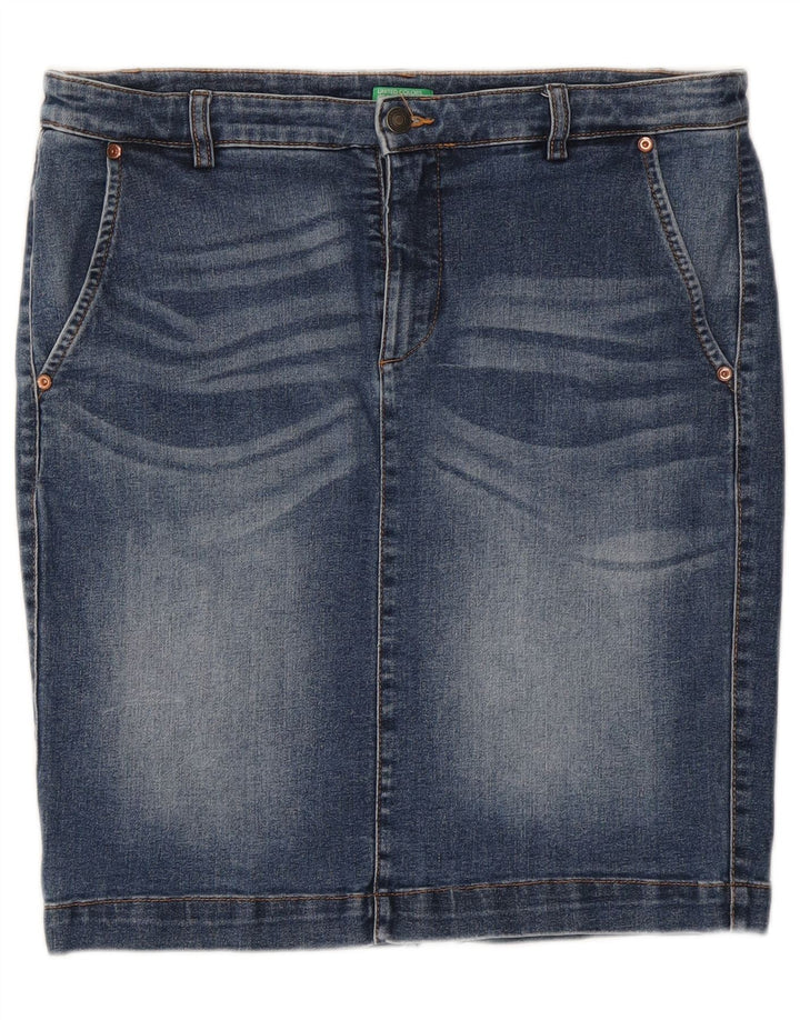 Gonna di jeans a vita bassa da donna Benetton W34 grande blu