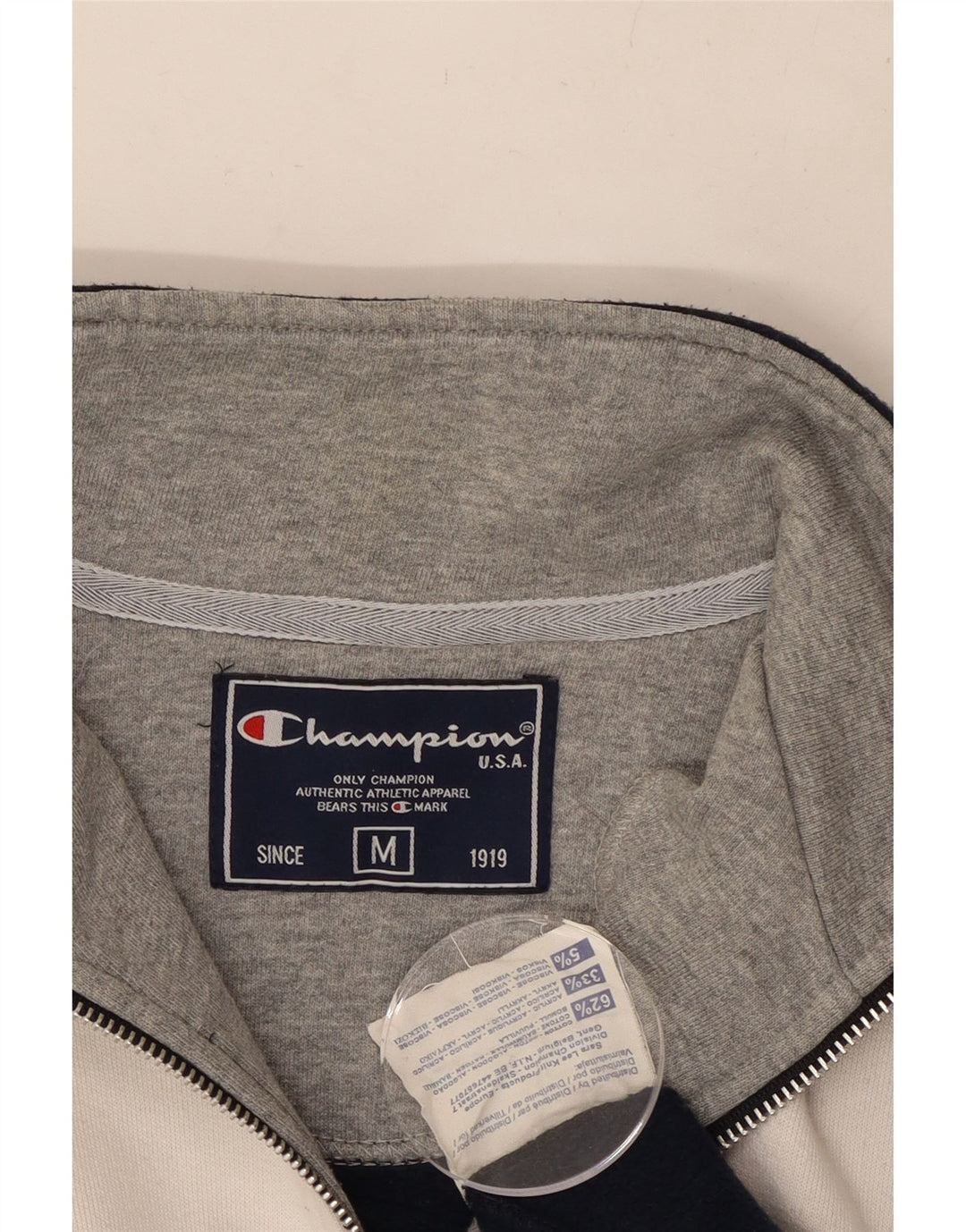 CHAMPION Felpa da uomo con collo con zip, maglione medio, blu navy, color block