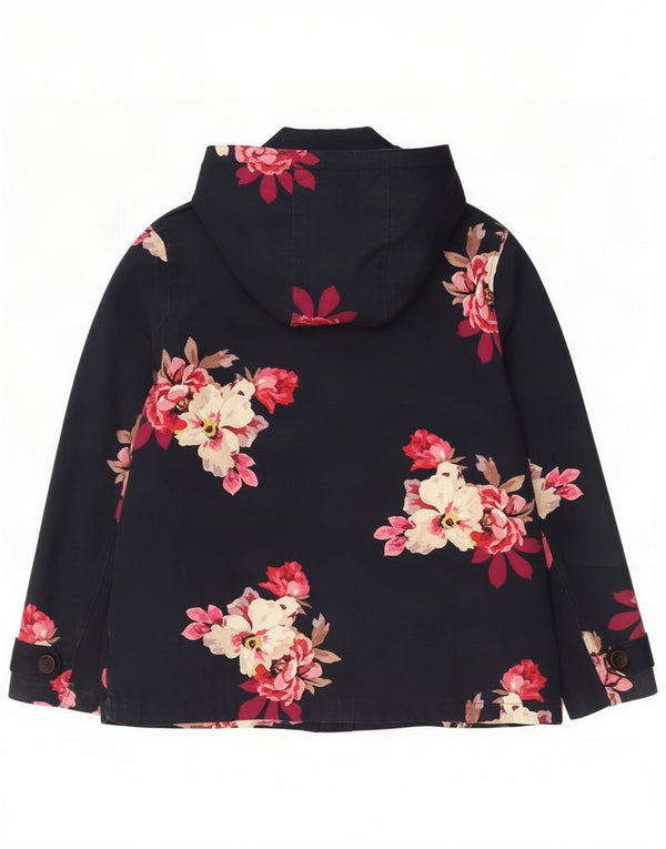 Giacca antipioggia da donna con cappuccio Joules UK 16 grande blu navy floreale