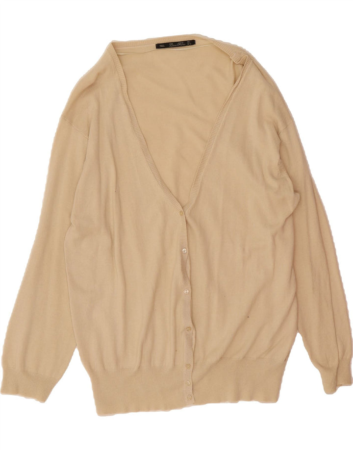 ZARA Womens Oversized Cardigan Sweater UK 16 Large Beige Cotton Vintage Zara and Second-Hand Zara from Messina Hembry 