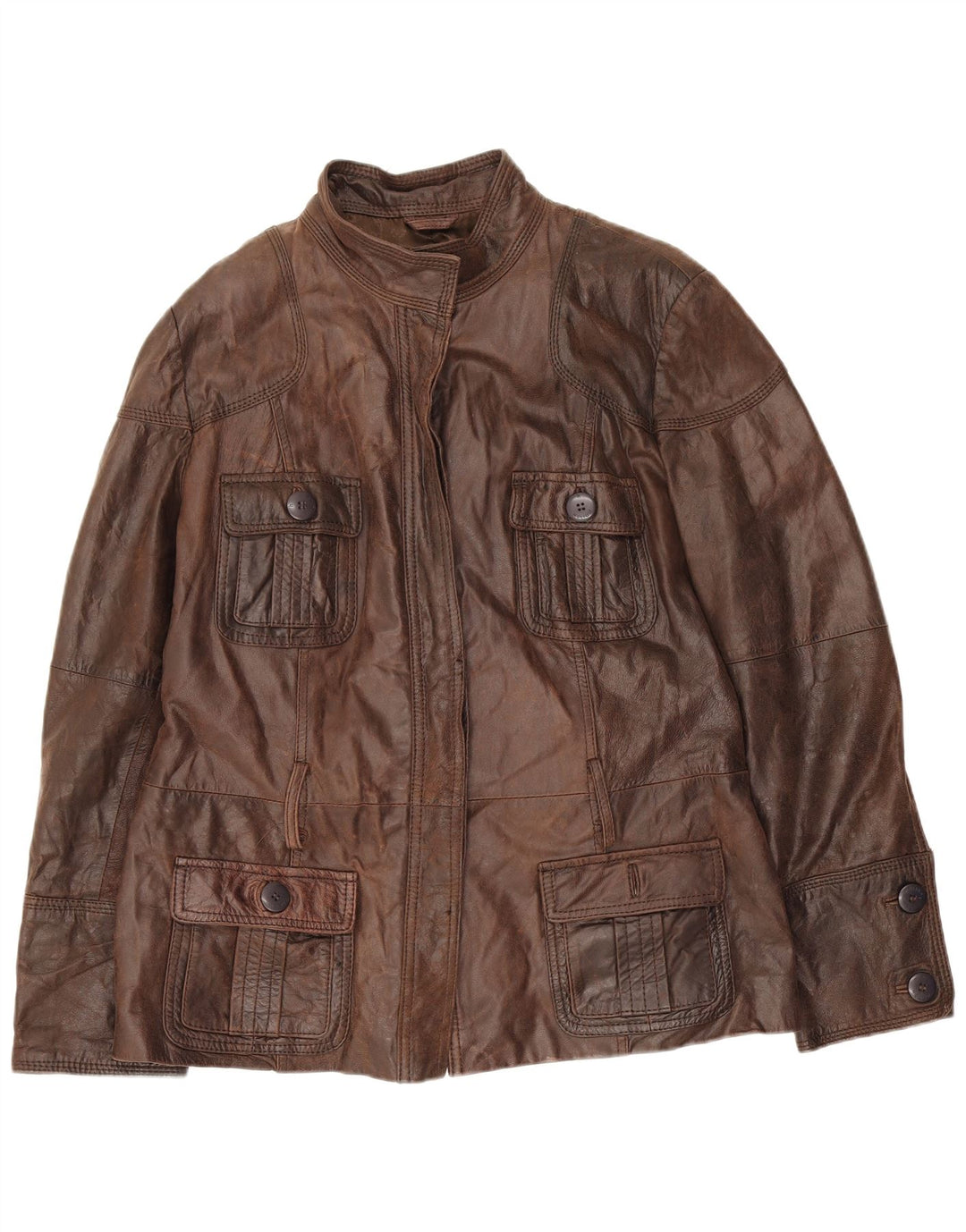Giacca utilitaria in pelle da donna Helium UK 18 XL Marrone