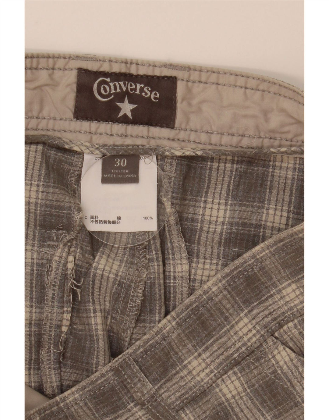 Pantaloncini cargo da uomo Converse W30 grigio medio a quadri