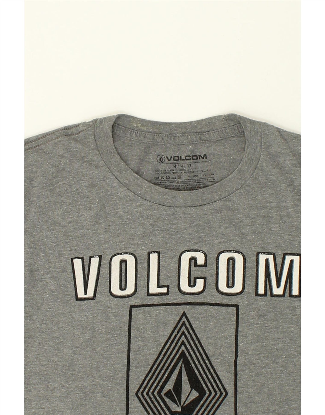 VOLCOM Womens Graphic T-Shirt Top UK 14 Medium Grey Cotton | Vintage Volcom | Thrift | Second-Hand Volcom | Used Clothing | Messina Hembry 