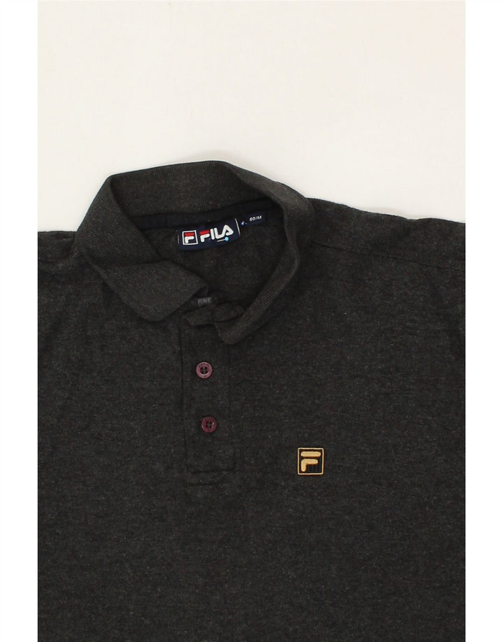FILA Mens Long Sleeve Polo Shirt IT 50 Medium Grey Flecked Cotton Vintage Fila and Second-Hand Fila from Messina Hembry 