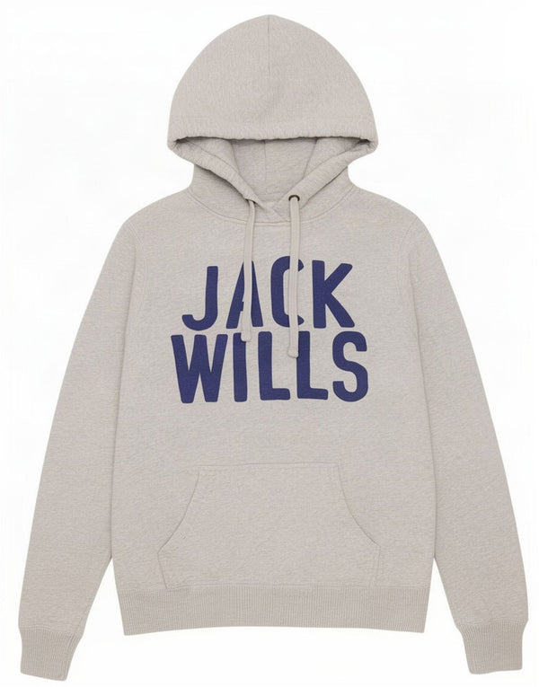 Maglione con cappuccio grafico da donna Jack Wills UK 12 Cotone grigio medio