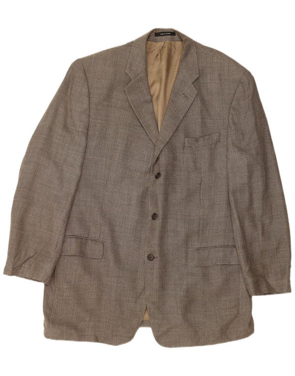 CALVIN KLEIN Giacca blazer da uomo a 3 bottoni taglia 46 XL Seta a quadri grigia