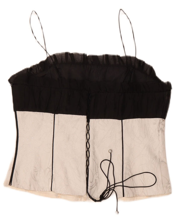 Top corsetto vintage da donna IT 48 XL Poliestere color block nero