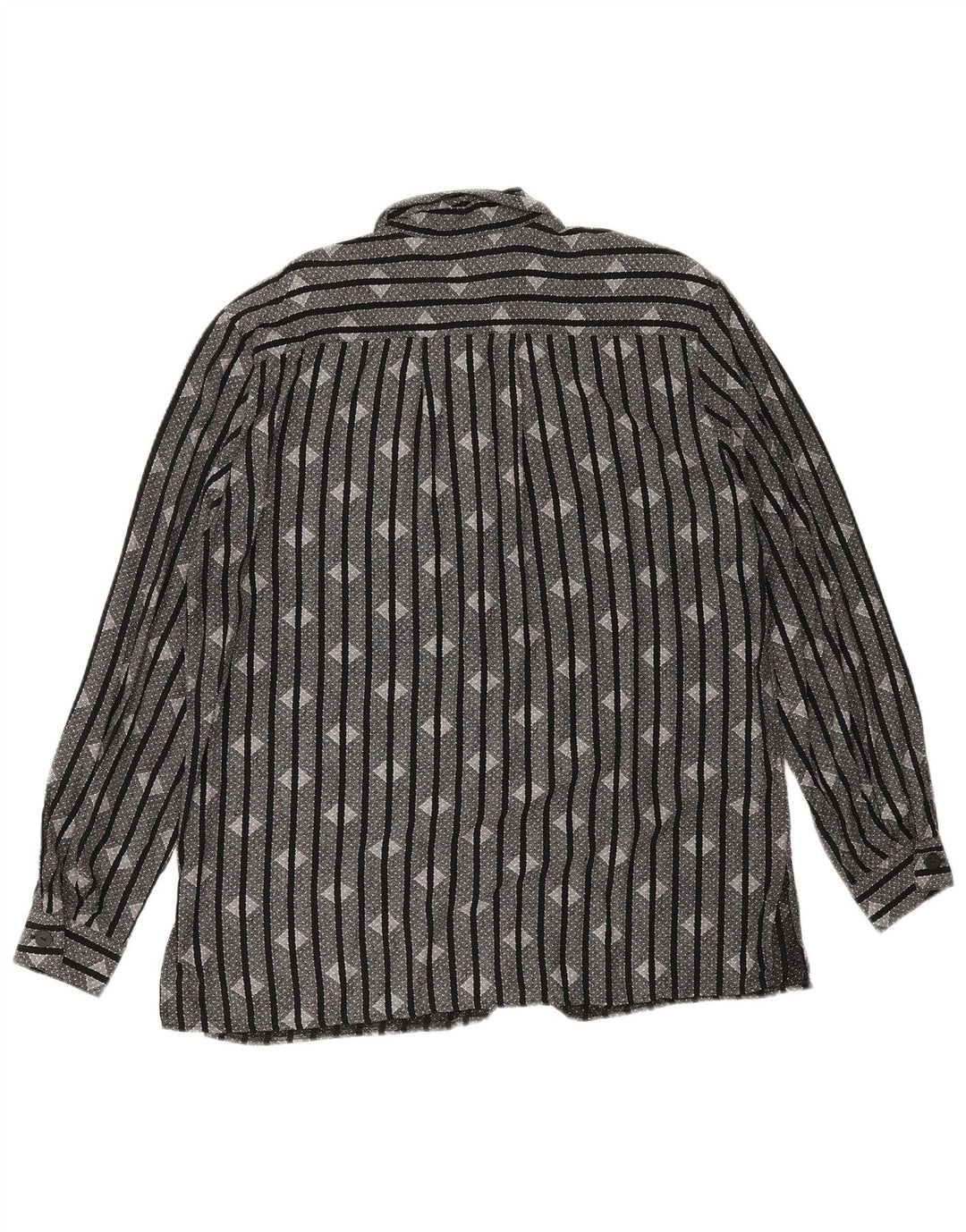 Camicia vintage da donna UK 16 a righe nere grandi