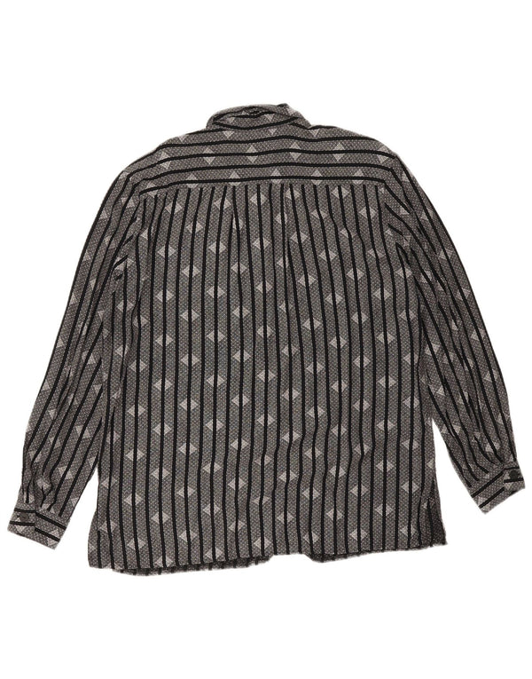 Camicia vintage da donna UK 16 a righe nere grandi