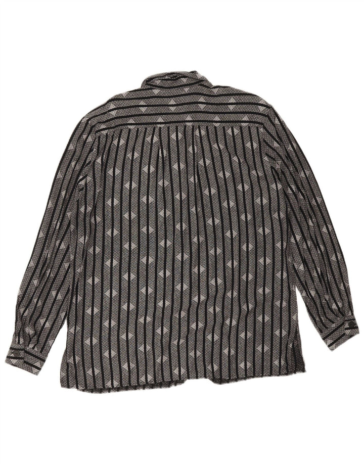 Camicia vintage da donna UK 16 a righe nere grandi