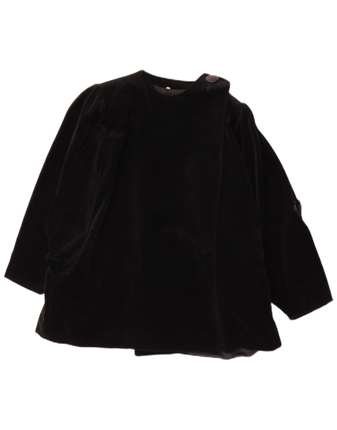 Soprabito vintage da donna in velluto EU 42 grande cotone nero