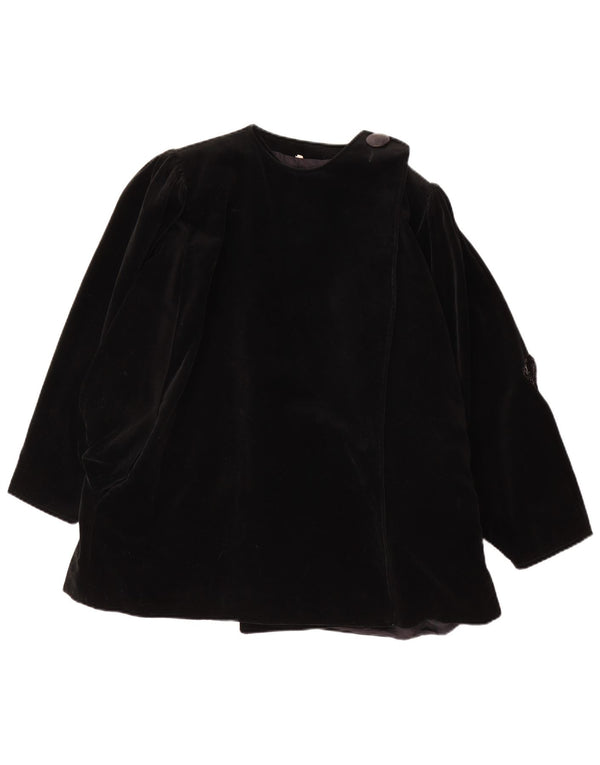 Soprabito vintage da donna in velluto EU 42 grande cotone nero