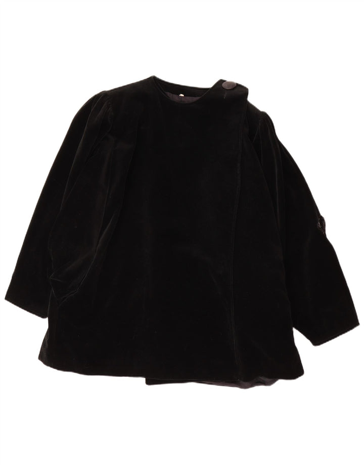 Soprabito vintage da donna in velluto EU 42 grande cotone nero