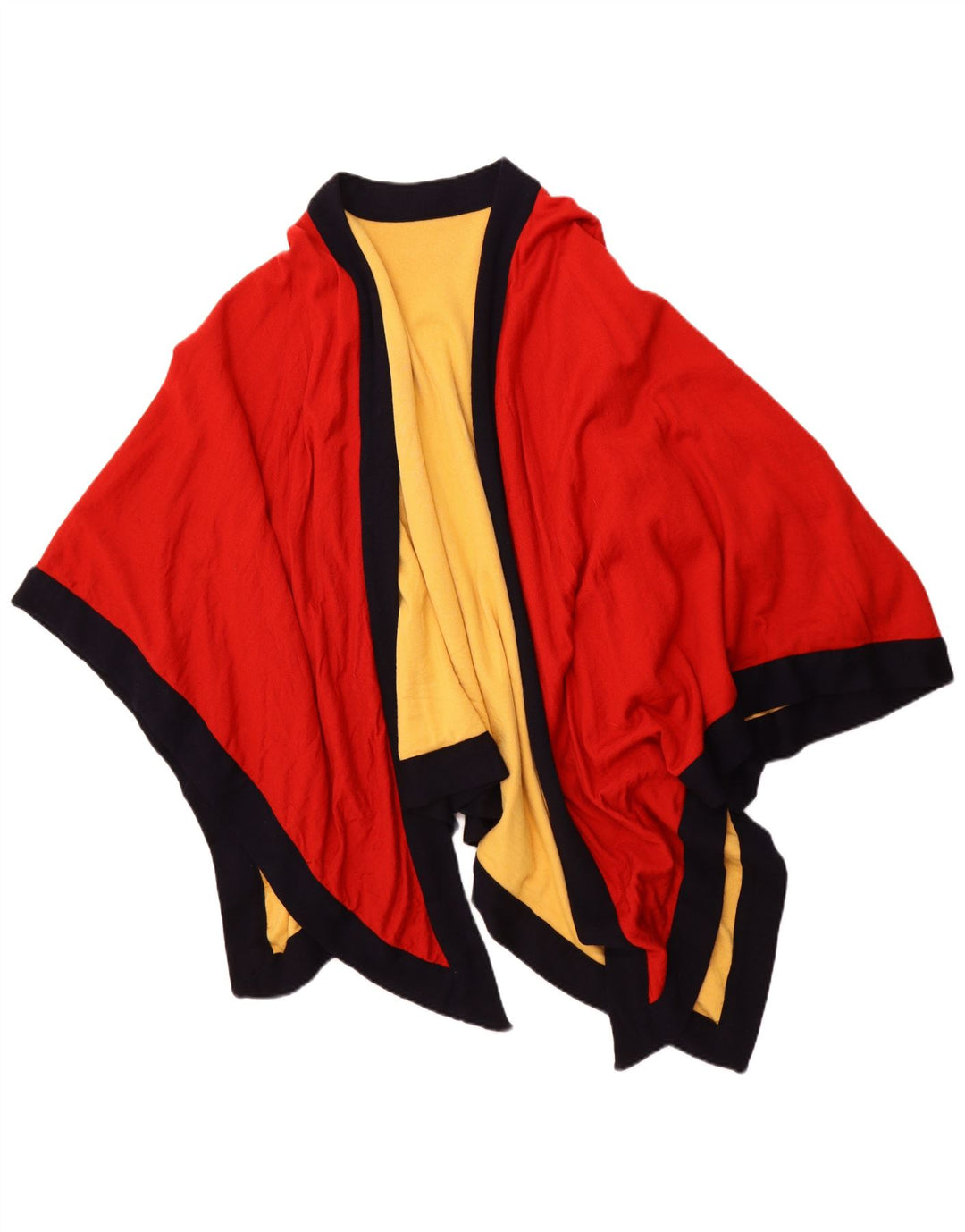 Cappotto poncho aperto asimmetrico da donna VINTAGE taglia unica rosso color block