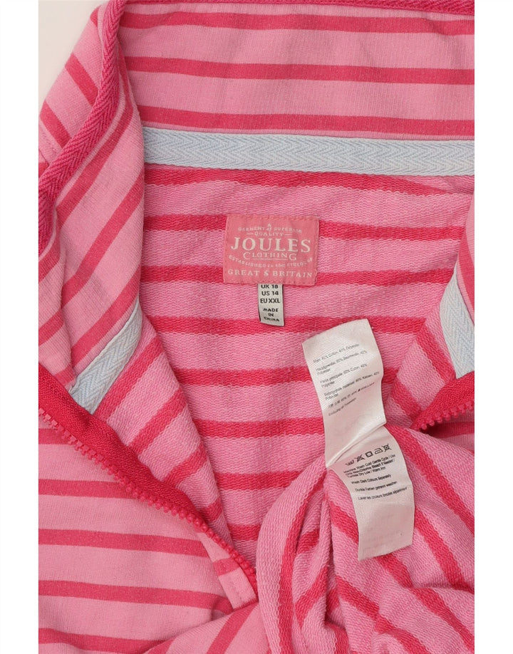 Joules Felpa da donna oversize con collo con zip, maglione UK 18 XL a righe rosa