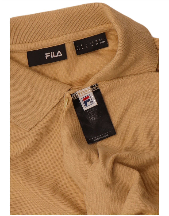 Polo da uomo a maniche lunghe FILA in cotone beige medio