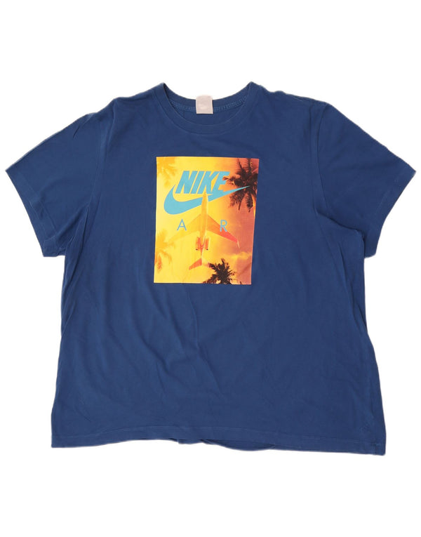 T-shirt grafica da uomo Nike Top 2XL in cotone blu