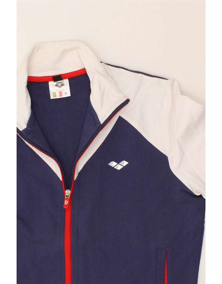 ARENA Womens Tracksuit Top Jacket UK 12 Medium Navy Blue Colourblock Vintage Arena and Second-Hand Arena from Messina Hembry 