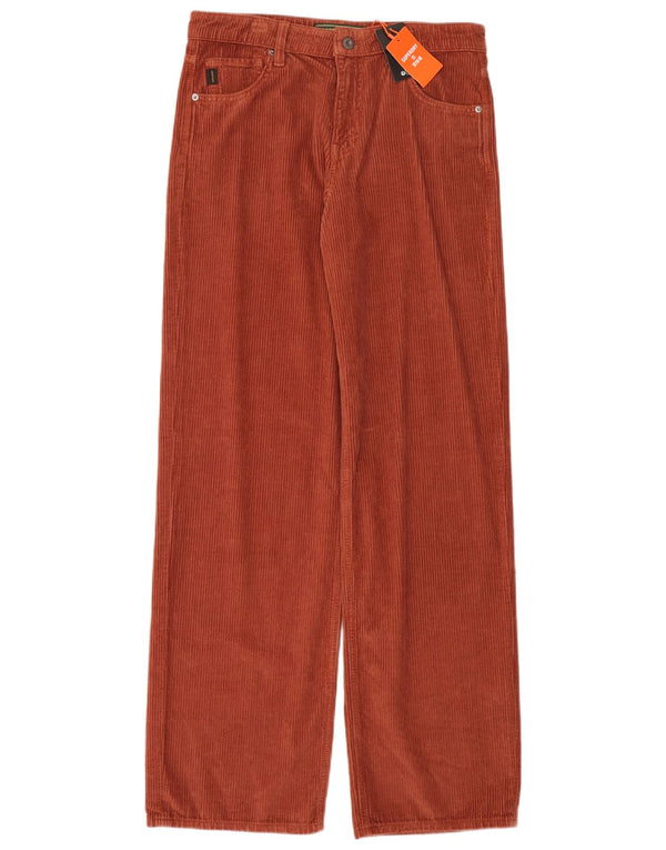 Pantaloni da donna in velluto a coste a gamba larga a vita alta Superdry W28 L32 in cotone marrone