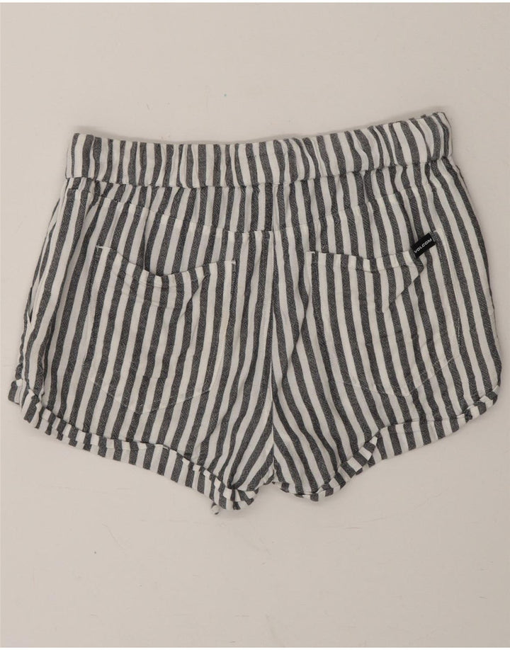 VOLCOM Womens Sport Shorts US 4/6 Small  Grey Striped Viscose Vintage Volcom and Second-Hand Volcom from Messina Hembry 