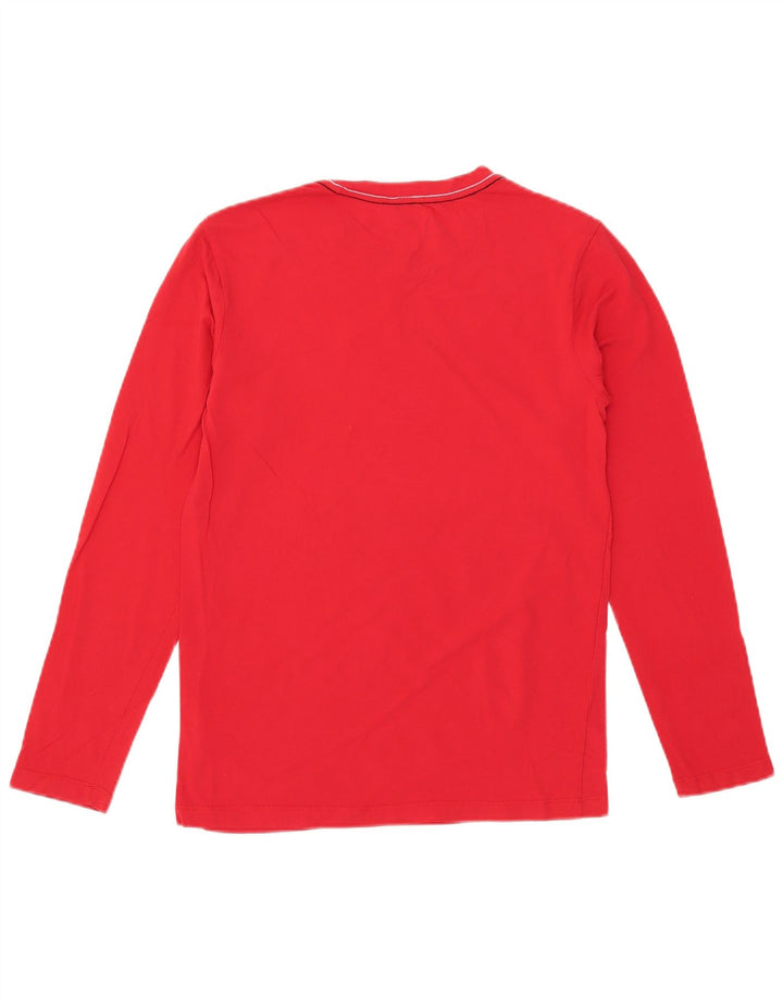 Guess Top grafico da uomo a maniche lunghe in cotone rosso medio
