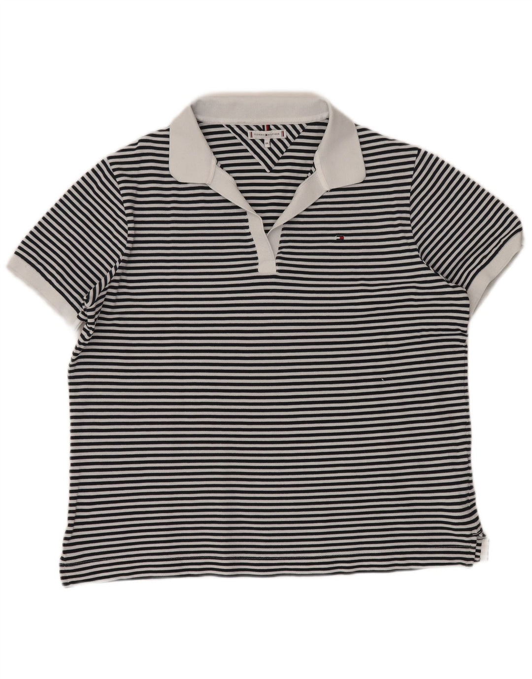 TOMMY HILFIGER Polo da donna UK 20 2XL Blu navy a righe nautiche