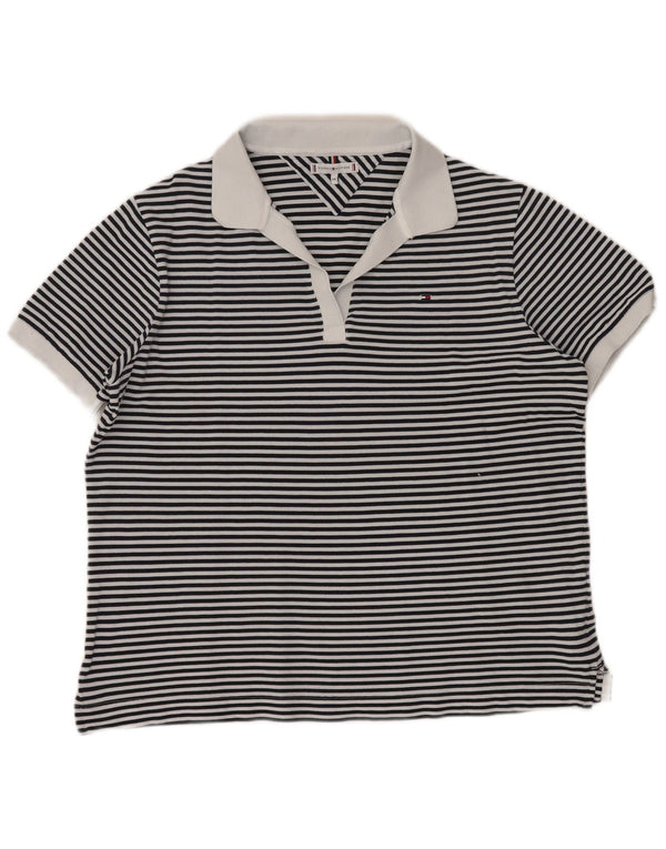TOMMY HILFIGER Polo da donna UK 20 2XL Blu navy a righe nautiche