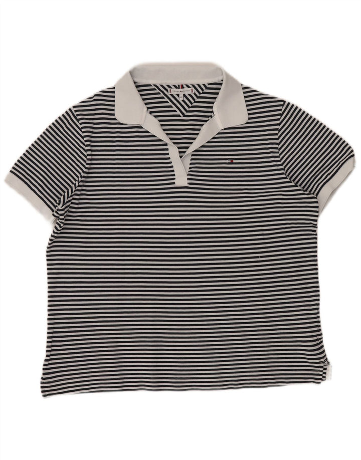 TOMMY HILFIGER Polo da donna UK 20 2XL Blu navy a righe nautiche