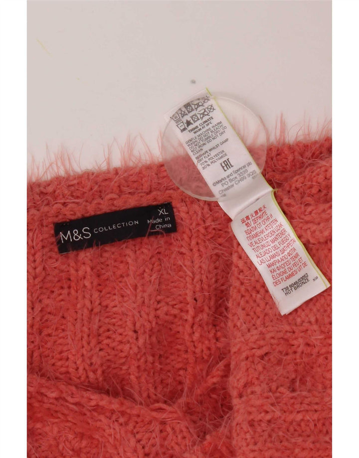 Maglione maglione con scollo a V da donna Marks & Spencer UK 18 XL Poliestere arancione